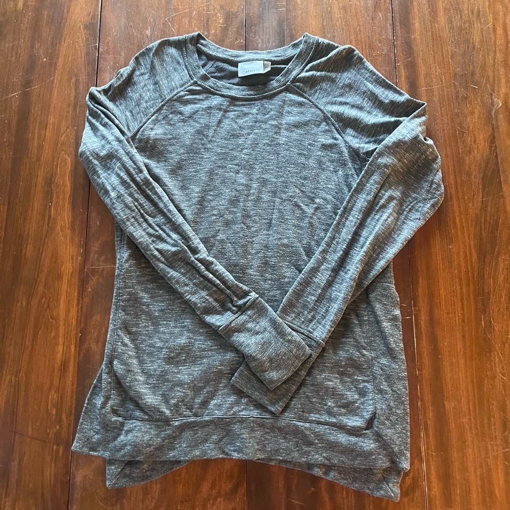 Athleta Charcoal Gray Marled Thumbhole Studio Slide Sweatshirt Women’s XS